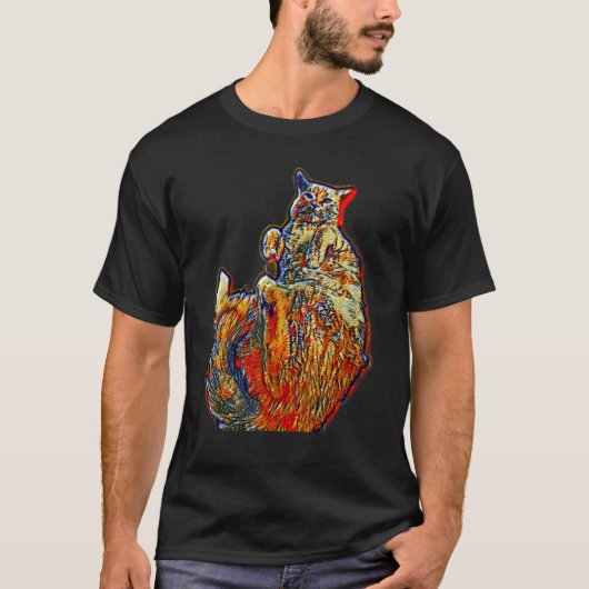 Digitale abstracte schilderij van een kat 31 t-shirt (Voorkant)