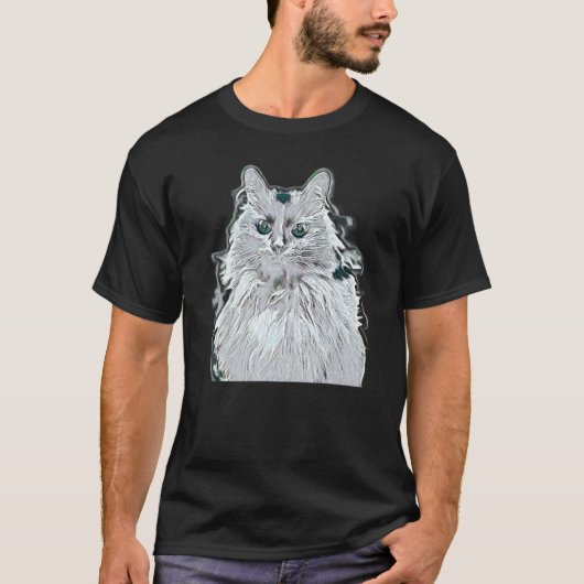 Digitale abstracte schilderij van een kat 32 t-shirt (Voorkant)