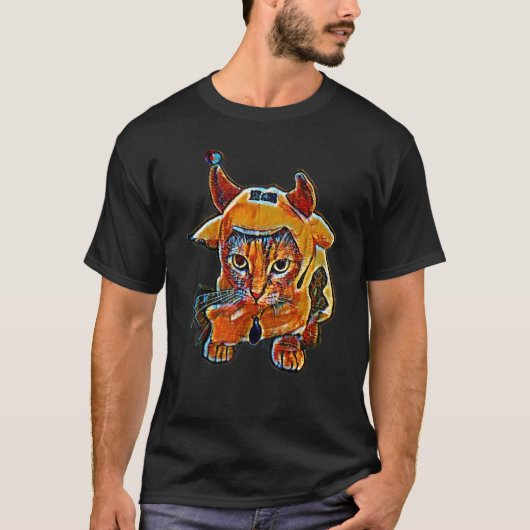 Digitale abstracte schilderij van een kat 33 t-shirt (Voorkant)
