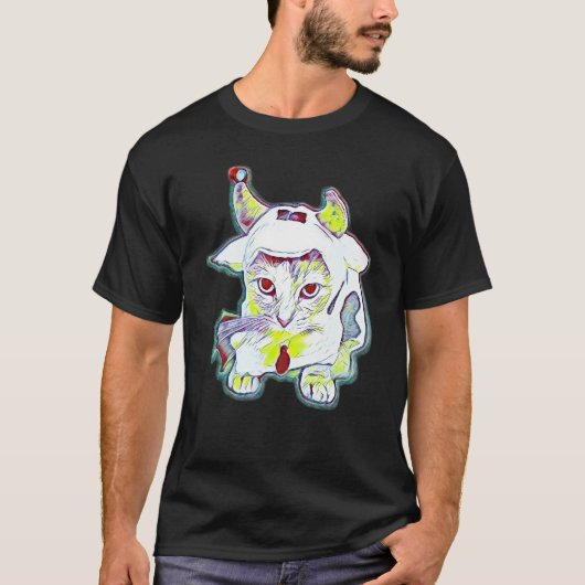 Digitale abstracte schilderij van een kat 35 t-shirt (Voorkant)