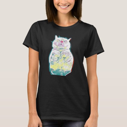 Digitale abstracte schilderij van een kat 37 t-shirt (Voorkant)