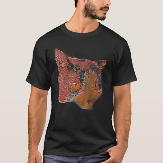 Digitale abstracte schilderij van een kat 3 t-shirt (Voorkant)
