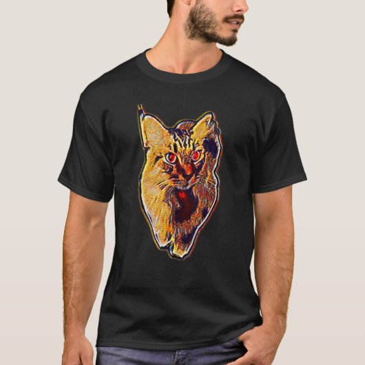 Digitale Abstracte Schilderij Van Een Kat 44 T-shirt (Voorkant)