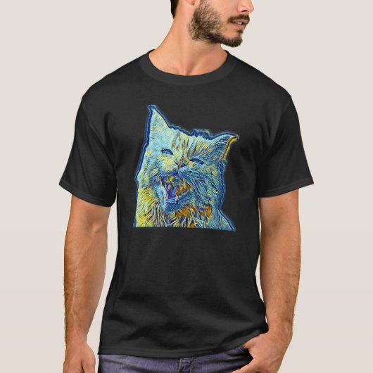 Digitale abstracte schilderij van een kat 49 t-shirt (Voorkant)