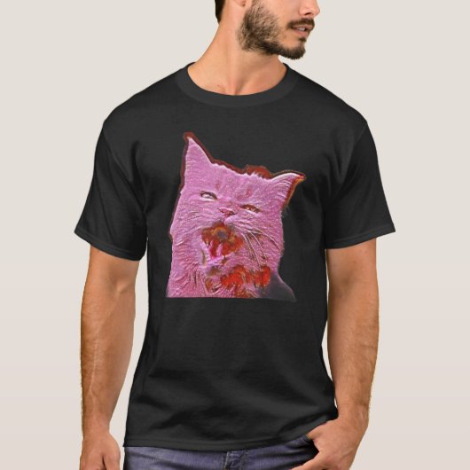 Digitale abstracte schilderij van een kat 4 t-shirt (Voorkant)