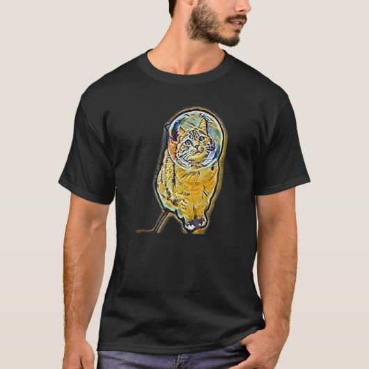 Digitale abstracte schilderij van een kat 4 t-shirt (Voorkant)