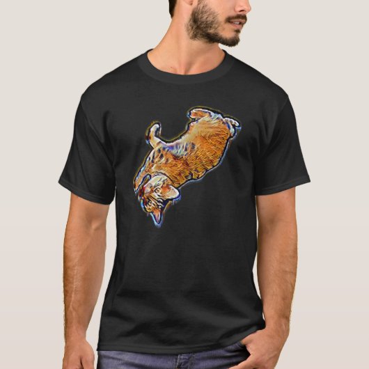 Digitale Abstracte Schilderij Van Een Kat 50 T-shirt (Voorkant)