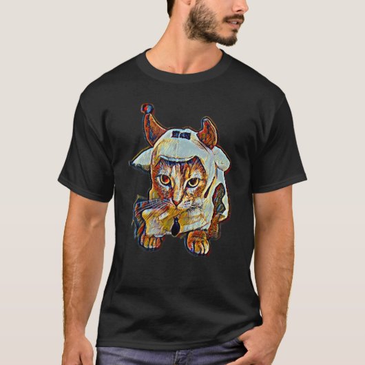 Digitale abstracte schilderij van een kat 54 t-shirt (Voorkant)