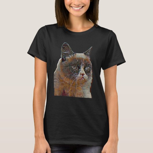 Digitale abstracte schilderij van een kat 57 t-shirt (Voorkant)