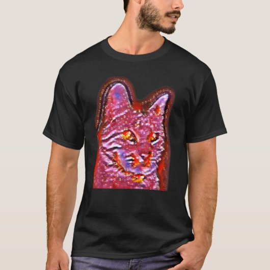 Digitale abstracte schilderij van een kat 59 t-shirt (Voorkant)