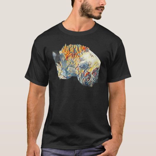 Digitale abstracte schilderij van een kat 65 t-shirt (Voorkant)