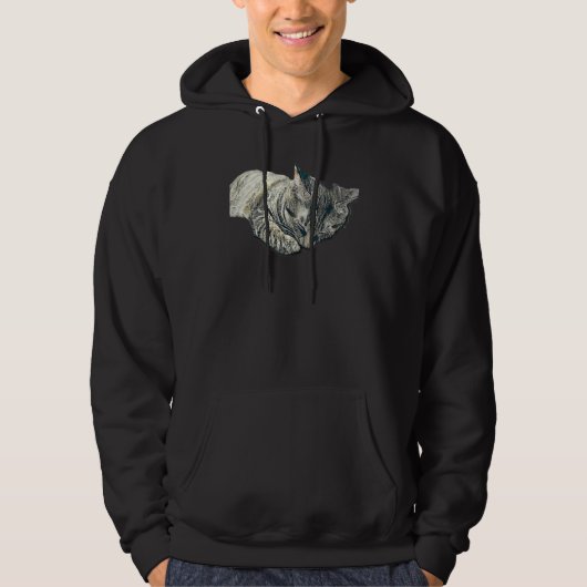 Digitale abstracte schilderij van een kat 68 hoodie (Voorkant)