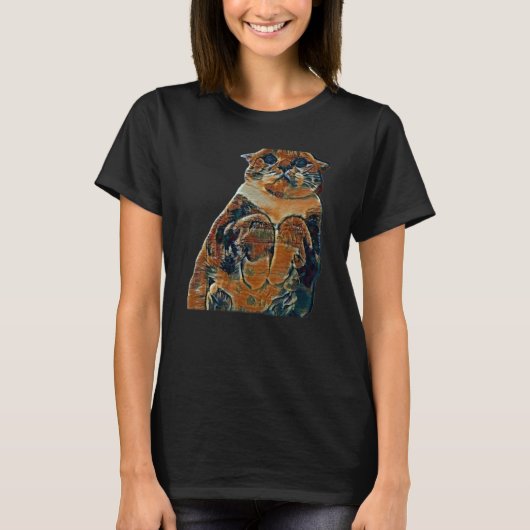 Digitale abstracte schilderij van een kat 74 t-shirt (Voorkant)