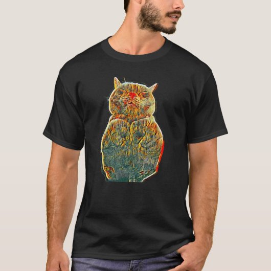 Digitale abstracte schilderij van een kat 7 t-shirt (Voorkant)