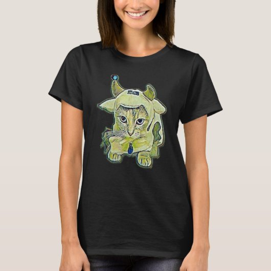 Digitale abstracte schilderij van een kat 8 t-shirt (Voorkant)