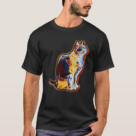 Digitale abstracte schilderij van een kat t-shirt (Voorkant)