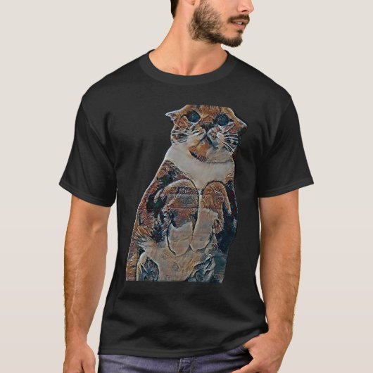 Digitale abstracte schilderij van een kat t-shirt (Voorkant)