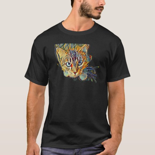 Digitale Abstracte Schildering Van Een Kat 10 T-shirt (Voorkant)