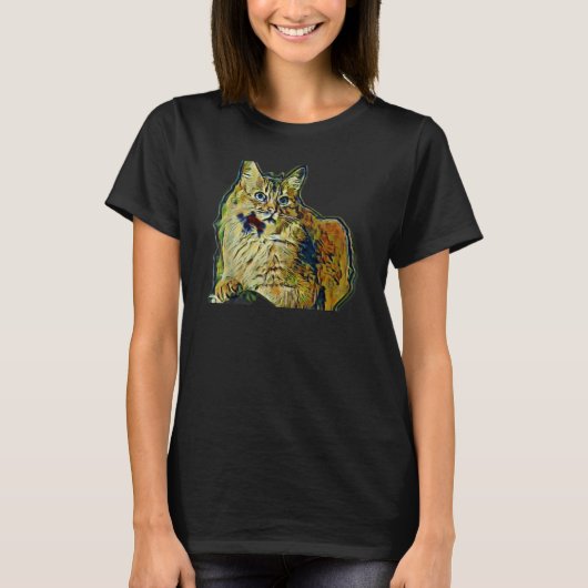 Digitale Abstracte Schildering Van Een Kat 25 T-shirt (Voorkant)