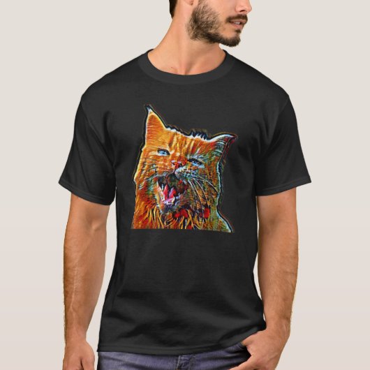 Digitale abstracte schildering van een kat 2 t-shirt (Voorkant)