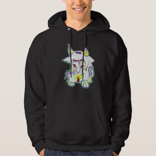 Digitale abstracte schildering van een kat 35 hoodie (Voorkant)