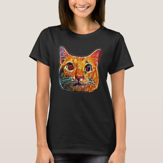 Digitale Abstracte Schildering Van Een Kat 36 T-shirt (Voorkant)