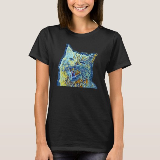 Digitale Abstracte Schildering Van Een Kat 49 T-shirt (Voorkant)