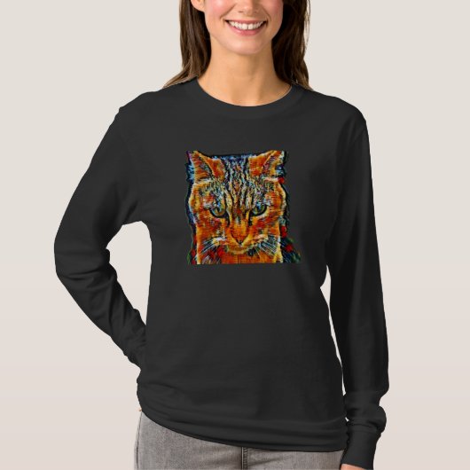 Digitale Abstracte Schildering Van Een Kat 60 T-shirt (Voorkant)