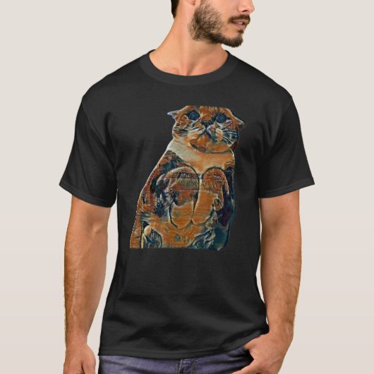 Digitale Abstracte Schildering Van Een Kat 74 T-shirt (Voorkant)
