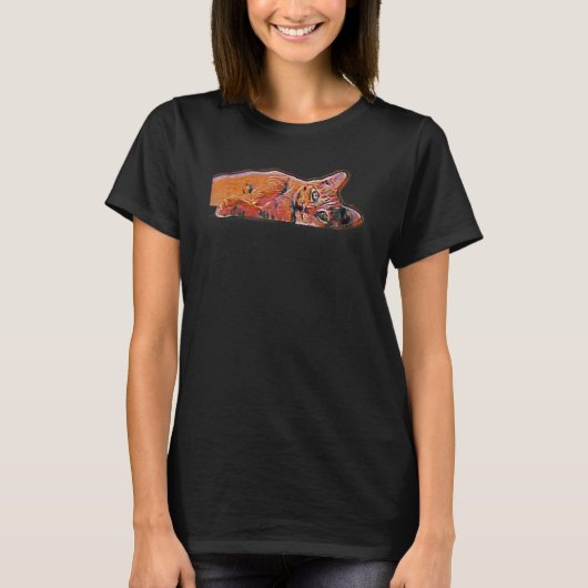 Digitale Abstracte Schildering Van Een Kat 75 T-shirt (Voorkant)