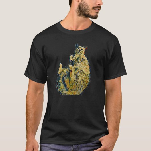 Digitale Abstracte Schildering Van Een Kat 7 T-shirt (Voorkant)