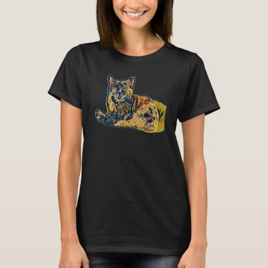 Digitale Abstracte Schildering Van Een Kat 9 T-shirt (Voorkant)