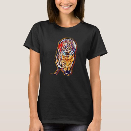 Digitale Abstracte Schildering Van Een Kat 9 T-shirt (Voorkant)