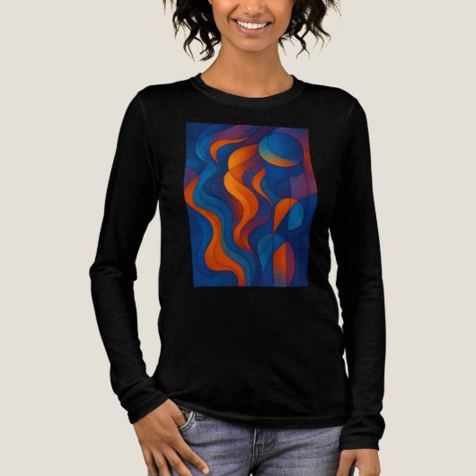 "Digitale Abstracte stroom – AI Generated Fluid Ar Tri-Blend Shirt (Voorkant)