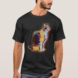 Digitale Abstracte verf van een kat T-shirt