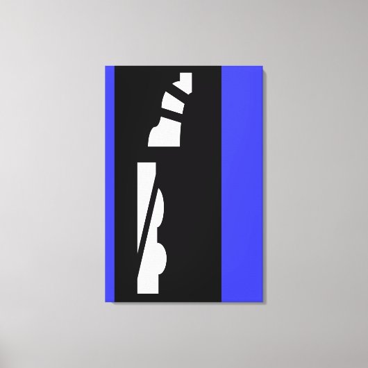 Digitale Abstracte zwart, wit en blauw canvas Prin (Voorkant)