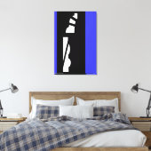 Digitale Abstracte zwart, wit en blauw canvas Prin (Insitu (Slaapkamer))