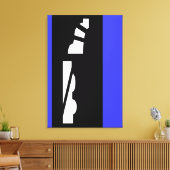 Digitale Abstracte zwart, wit en blauw canvas Prin (Insitu (Woonkamer))