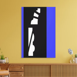 Digitale Abstracte zwart, wit en blauw canvas Prin