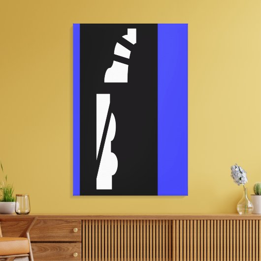 Digitale Abstracte zwart, wit en blauw canvas Prin Afdruk (Insitu (Woonkamer))