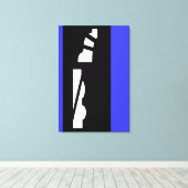 Digitale Abstracte zwart, wit en blauw canvas Prin Afdruk (Insitu (Houten vloer))