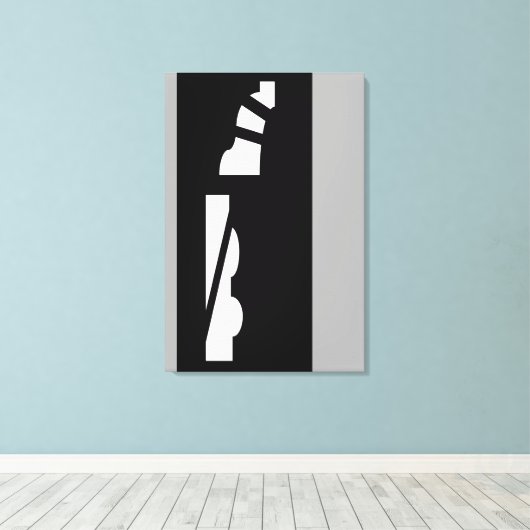 Digitale Abstracte zwart, wit en grijs canvas Prin (Insitu (Houten vloer))