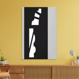Digitale Abstracte zwart, wit en grijs canvas Prin Afdruk