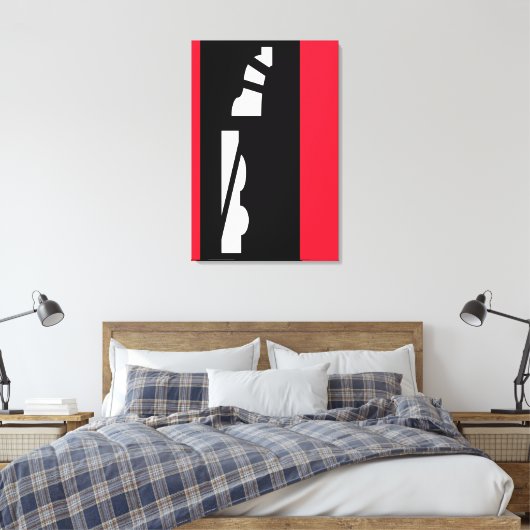 Digitale Abstracte zwart, wit en rood canvas Print (Insitu (Slaapkamer))