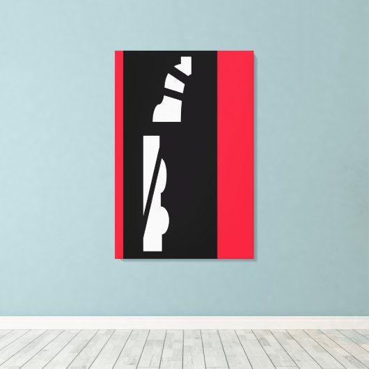 Digitale Abstracte zwart, wit en rood canvas Print (Insitu (Houten vloer))