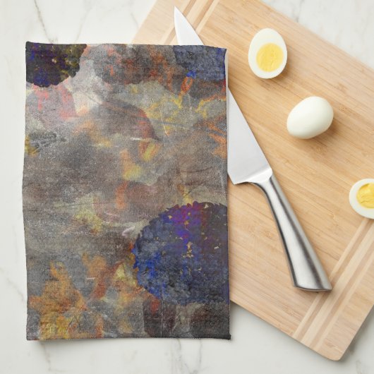 Digitale achtergrondkunst van het bloempatroon theedoek (Quarter Fold)