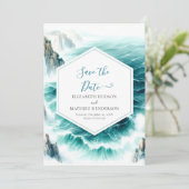 Digitale afdrukbare nautische bruiloft save the date (Staand voorkant)