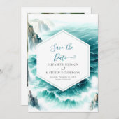 Digitale afdrukbare nautische bruiloft save the date (Voorkant / Achterkant)