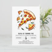 Digitale afdrukbare Pizza Verjaardag Kaart (Staand voorkant)