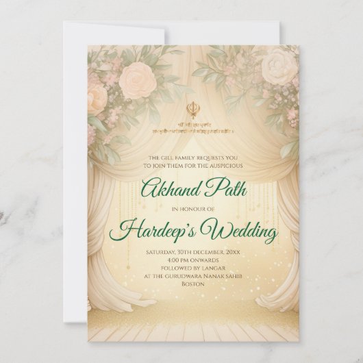 Digitale Akhand Sahib Paath uitnodiging & Akhand P (Voorkant)